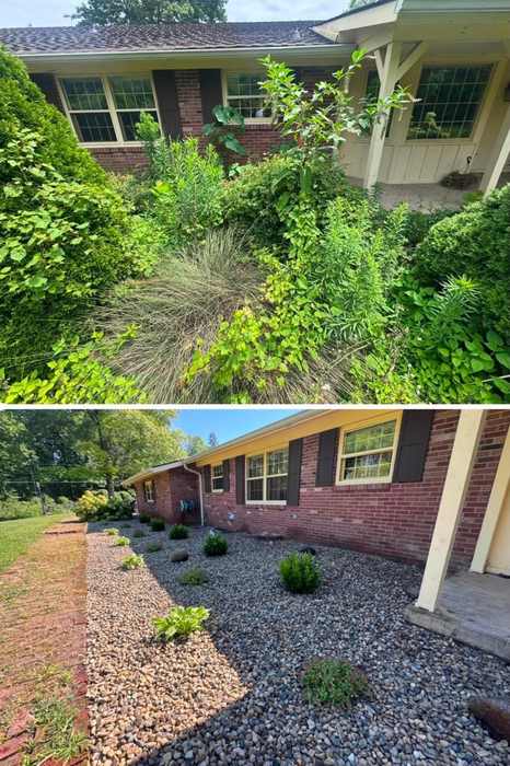 Foundation beds cleared and replanted